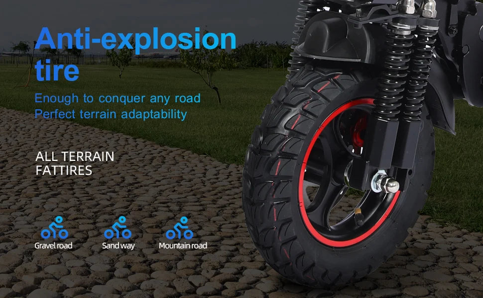 Foldable 1200W Electric Scooter With Seat Off Road Tires