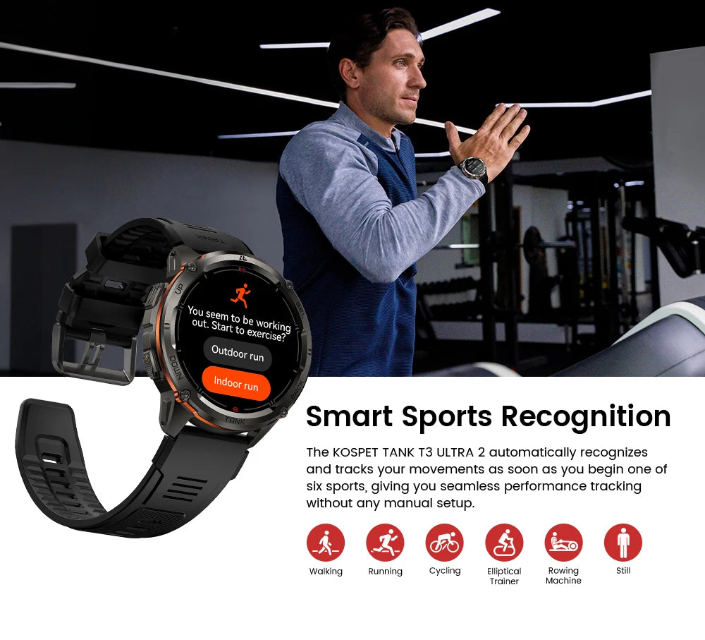 KOSPET Tank T3 Ultra 2 GPS Smart Watch AMOLED 5ATM IP69K