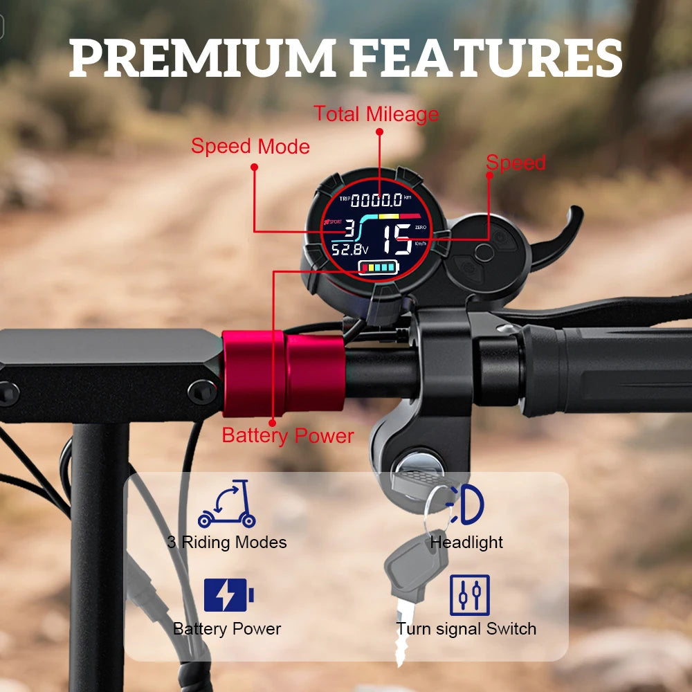 Foldable 1200W Electric Scooter With Seat Off Road Tires